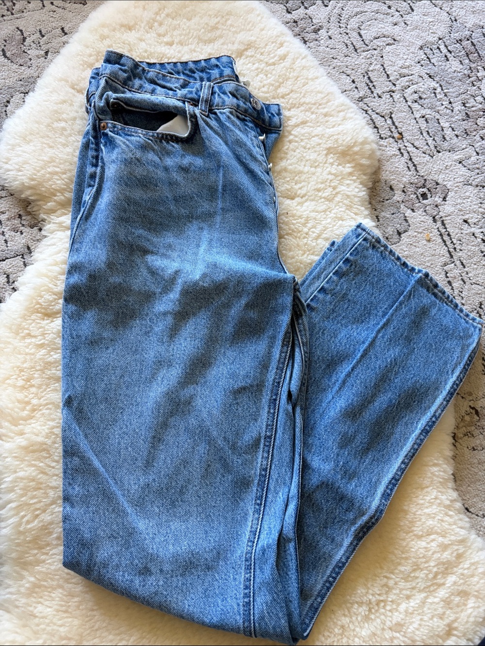 Light Blue Straight Leg Jeans